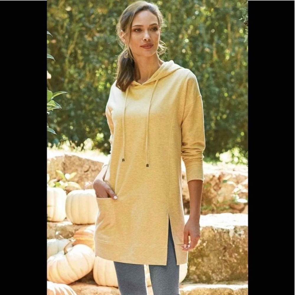 Soft‎ Surroundings Women’s Comfy Soho Heather Yellow Hoodie Sweatshirt Size 2X